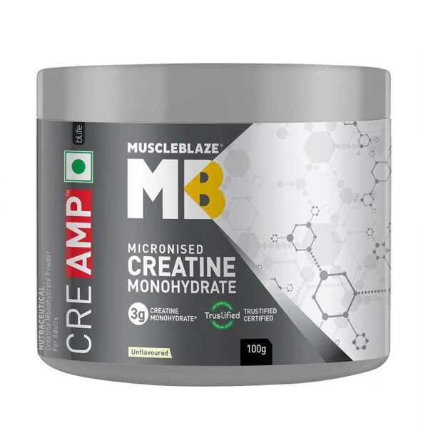 MuscleBlaze Creatine Monohydrate Cre AMP - 100 gm (0.22 Lb), Unflavoured