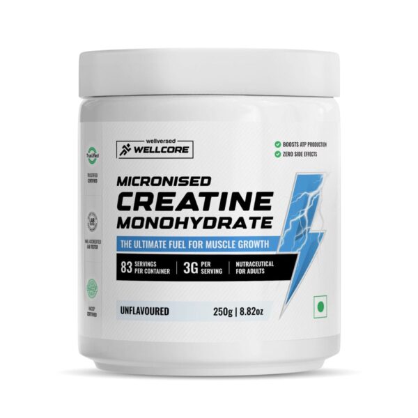 Wellversed (Wellcore) - Micronised Creatine Monohydrate - 250 gm (0.55 Lb), Unflavoured