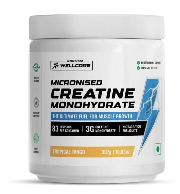 Wellversed (Wellcore) - Micronised Creatine Monohydrate - 307 gm (0.67 Lb), Tropical Tango