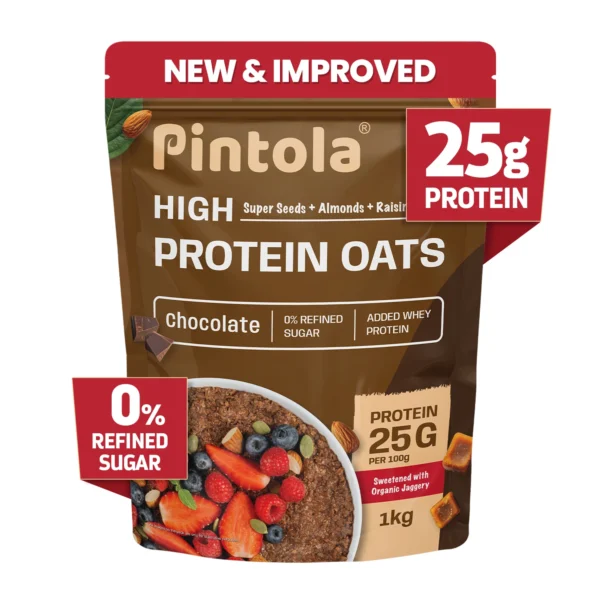 Pintola High Protein Oats - 1 Kg (2.2 Lb), Dark Chocolate