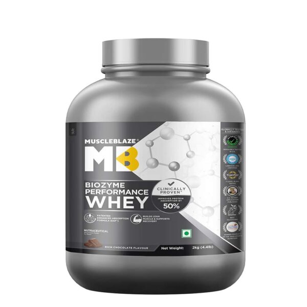 MuscleBlaze Biozyme Performance Whey, 2 kg (4.4 lb), Rich Chocolate