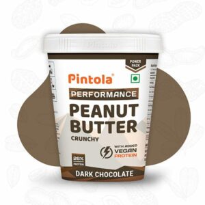Pintola Dark Chocolate Performance Series Peanut Butter (Crunchy) - 1kg | Vegan Protein | 26% Protein | High Protein & Source of Fiber